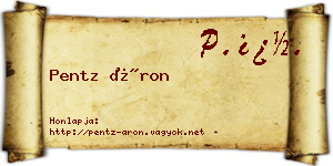 Pentz Áron névjegykártya